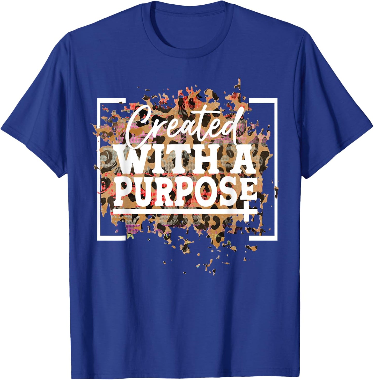 Created With A Purpose Leopard Print Christian T-Shirt - T-Shirt | Royal
