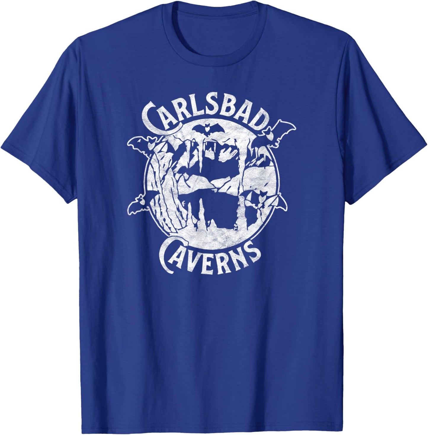 Carlsbad Caverns National Park Retro Cave & Bat Design T-Shirt - T-Shirt | Royal
