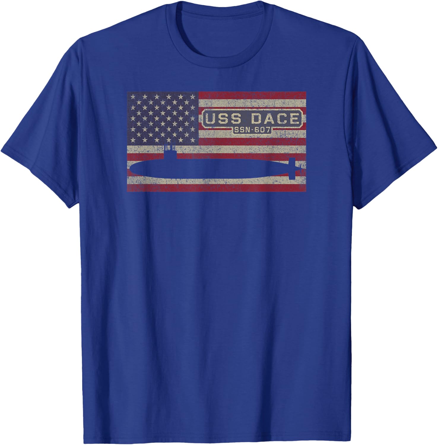USS Dace SSN-607 Nuclear Submarine American Flag T-Shirt - T-Shirt | Royal