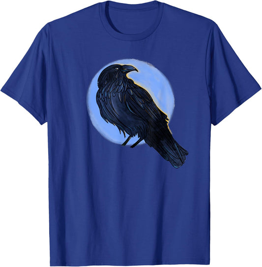 Cool Black Bird Drawing of a Raven, Crow or Black Bird T-Shirt - T-Shirt | Royal