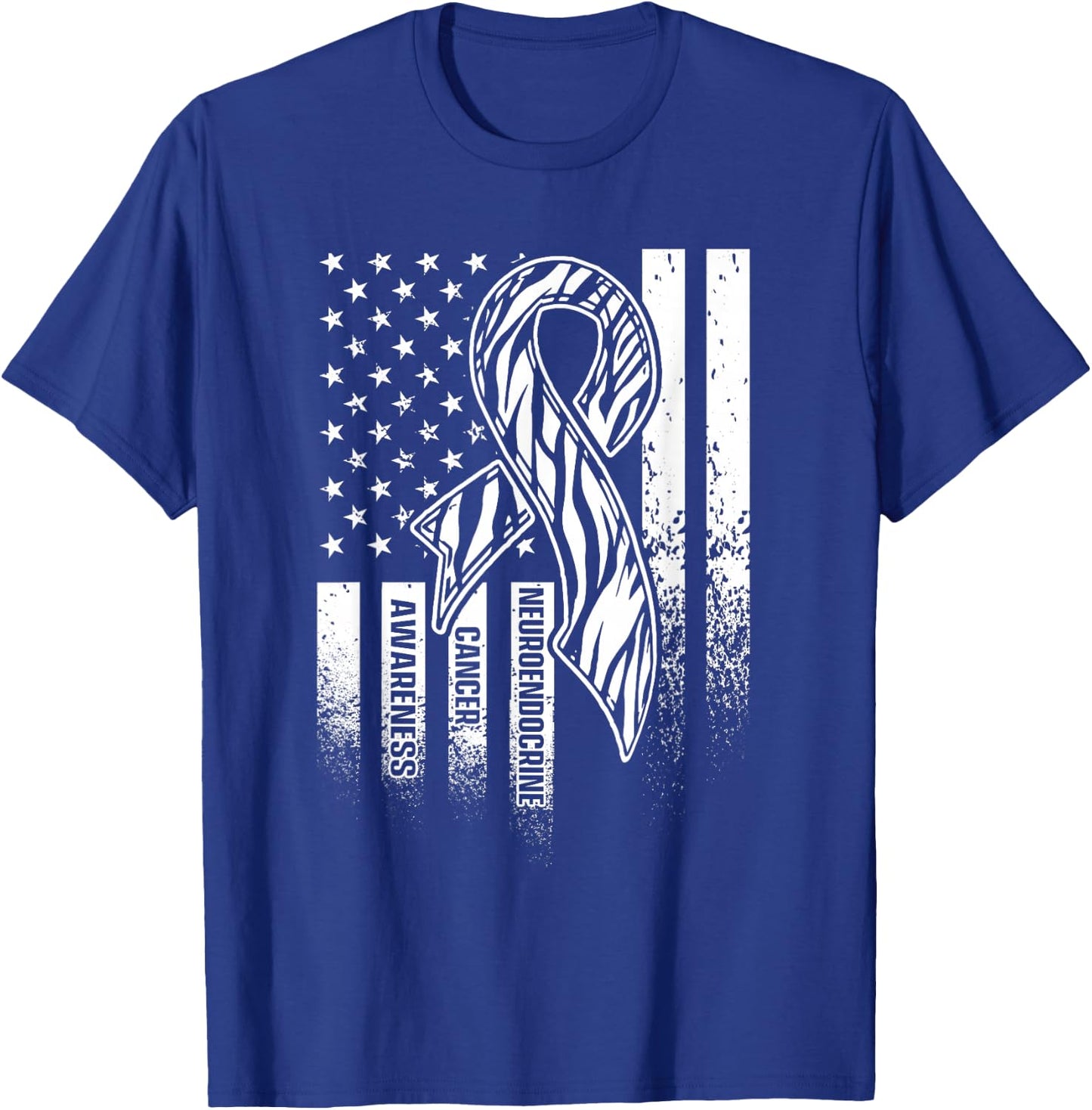 Neuroendocrine Cancer Survivor US Flag Warrior T-Shirt - T-Shirt | Royal
