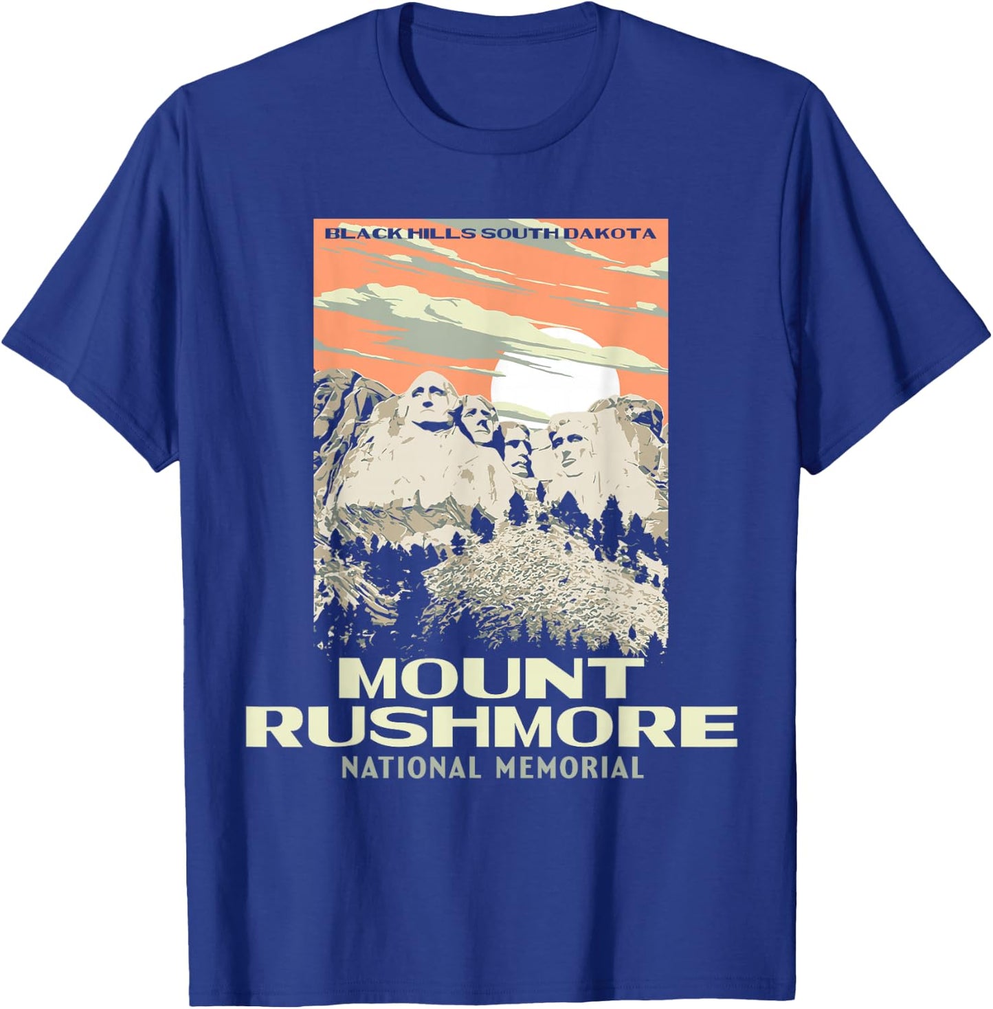 Mount Rushmore - South Dakota WPA Style T-Shirt - T-Shirt | Royal