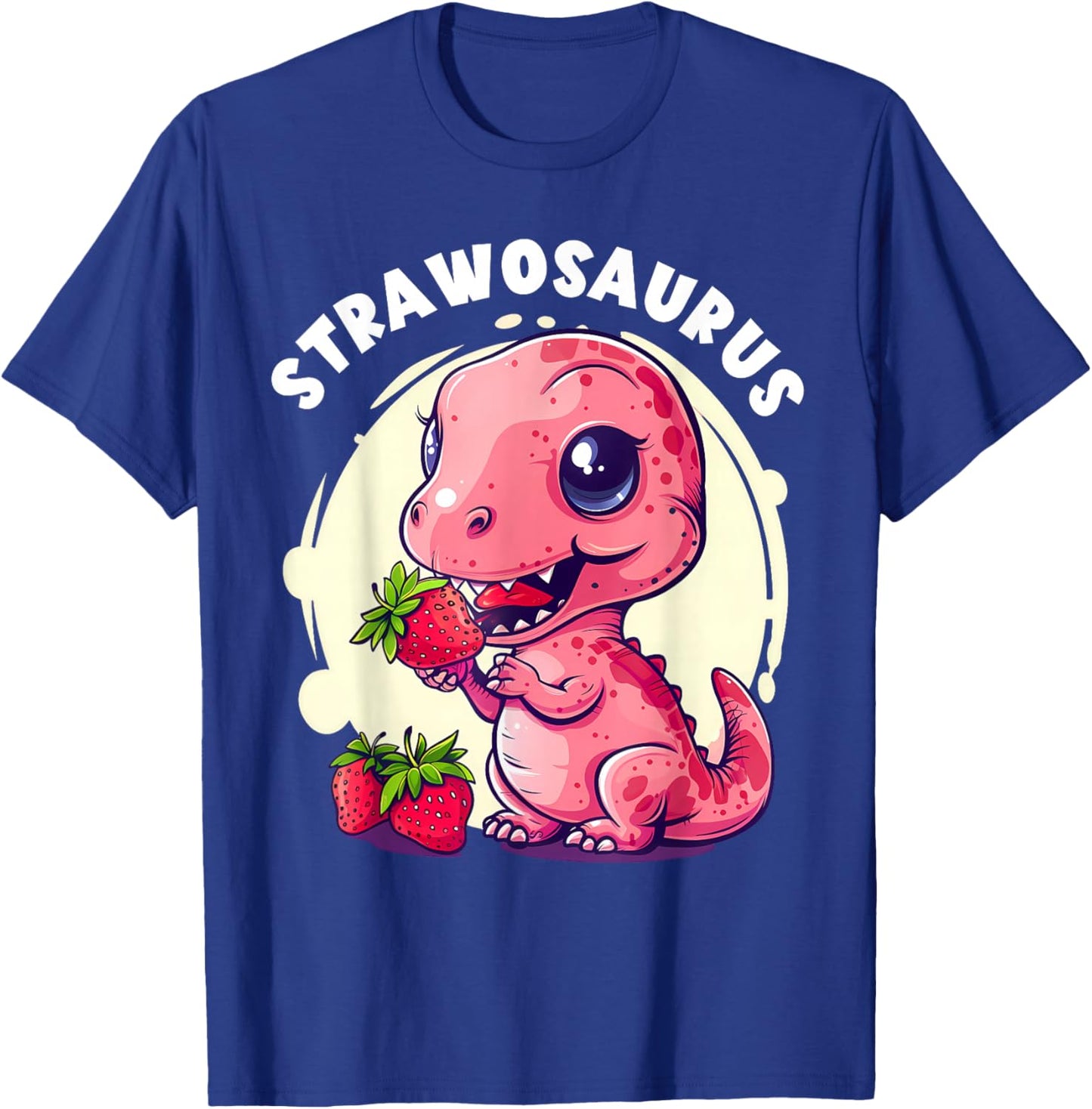 Strawberry Dinosaur Cute Dinosaur Strawberry Fruit T-Rex T-Shirt - T-Shirt | Royal