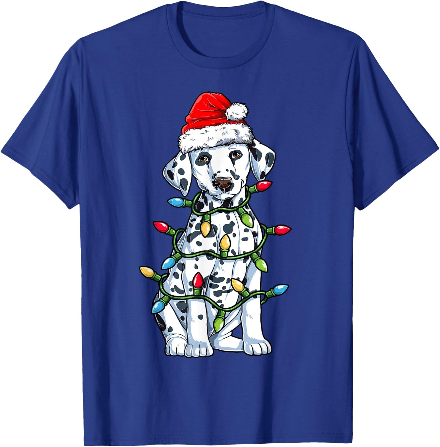 Dalmatian Santa Christmas Tree Lights Xmas Boys Dog Dogmas T-Shirt - T-Shirt | Royal