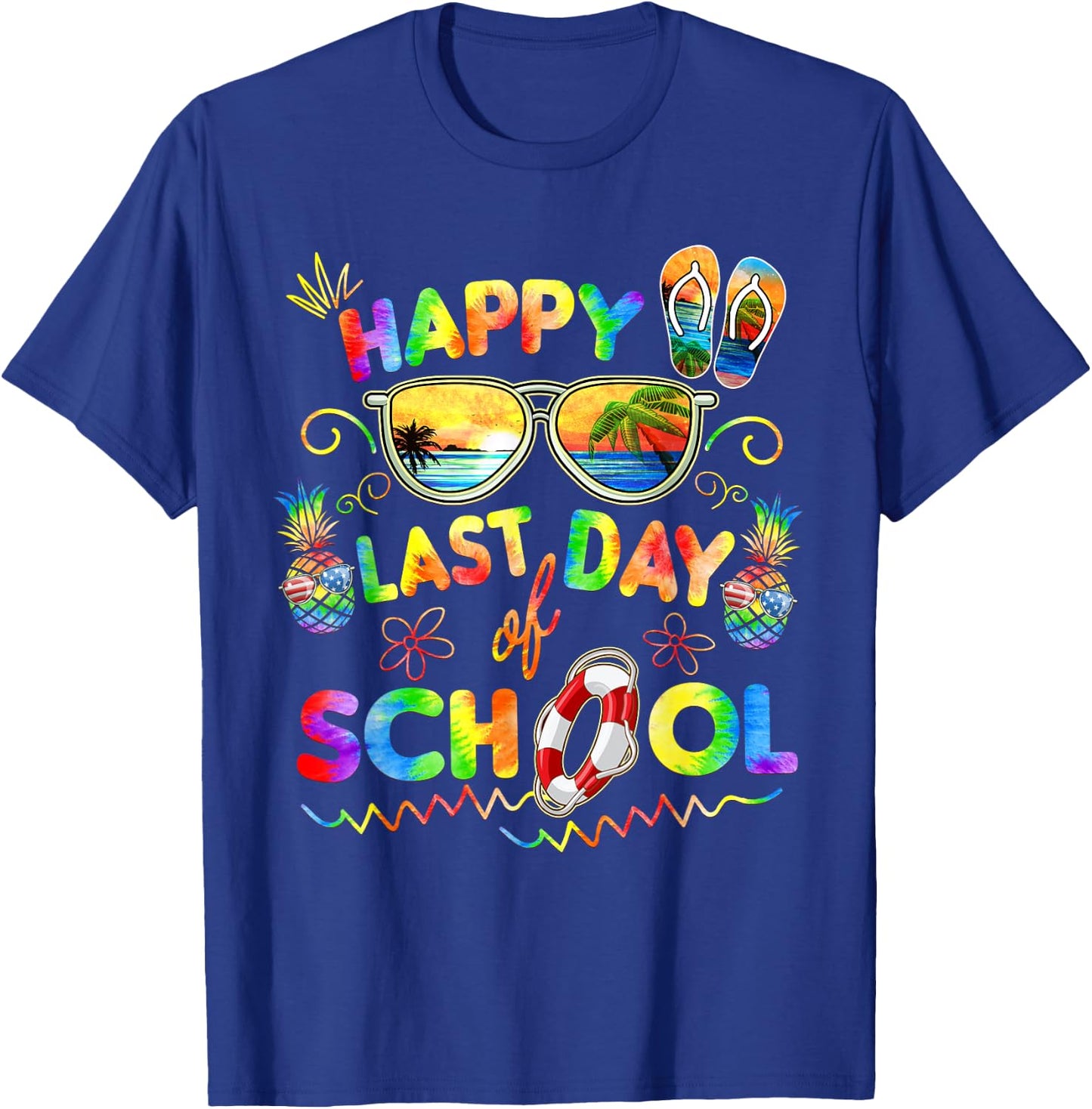Happy Last Day of School Shirt Teachers End of Year Students T-Shirt - T-Shirt | Royal