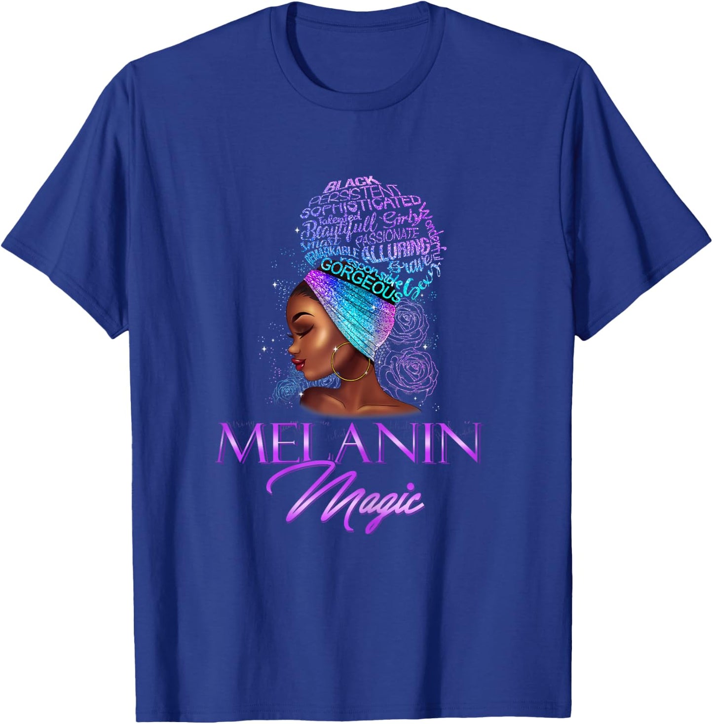 Melanin Magic Purple Black Womans Afro African Girls BLM T-Shirt - T-Shirt | Royal