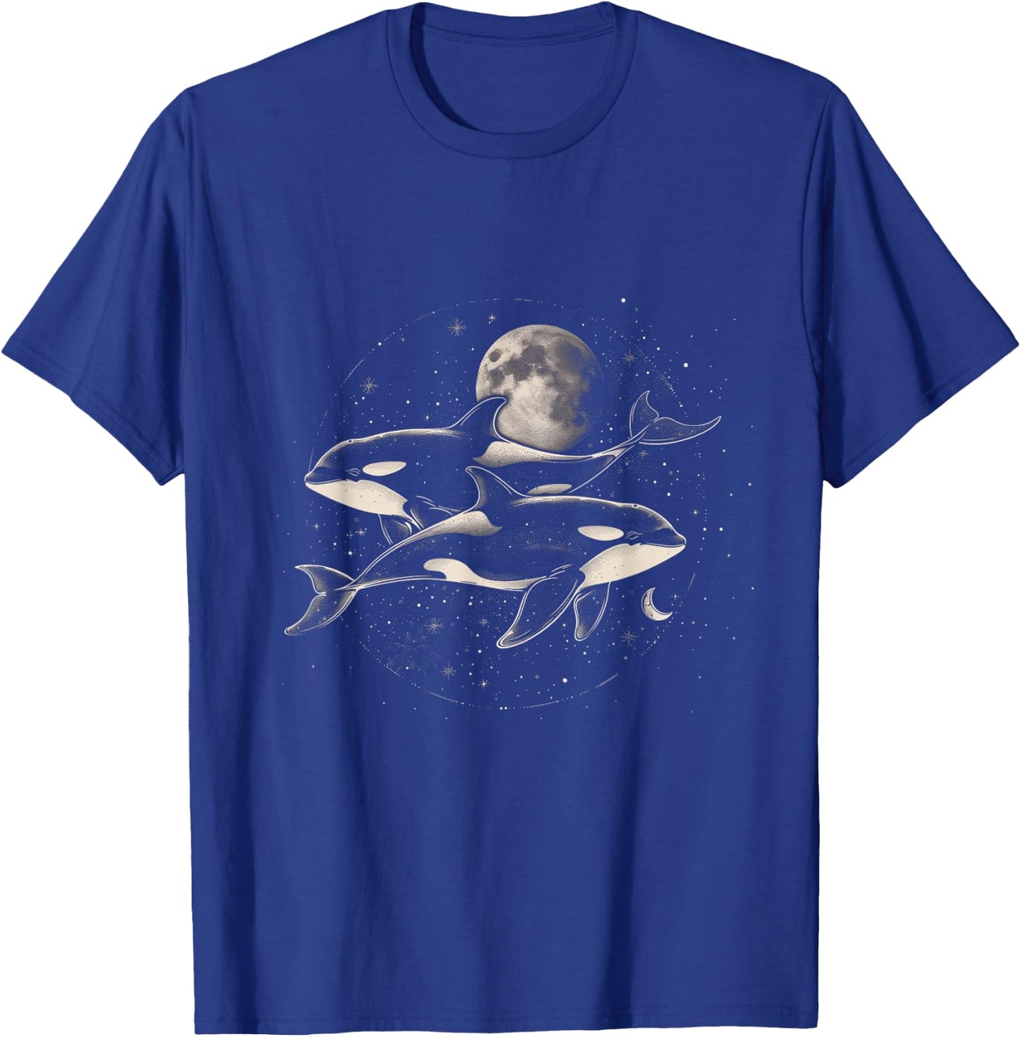 Orca In Space Planets Moon Whale Lover T-Shirt - T-Shirt | Royal