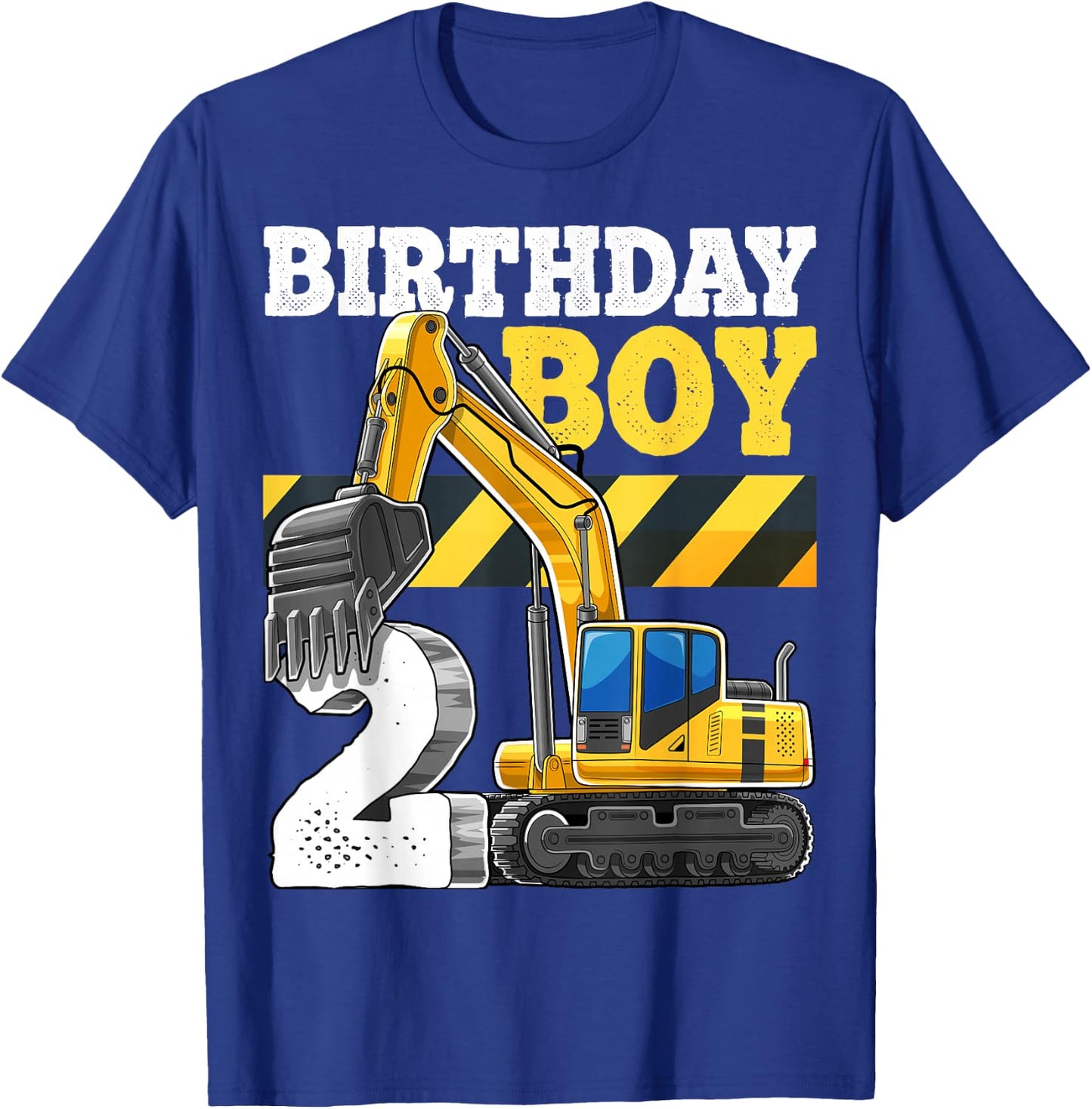 Birthday Boy 2nd Birthday Excavator Construction Vehicle T-Shirt - T-Shirt | Royal
