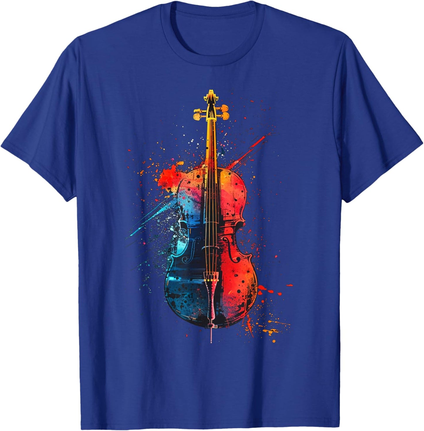 Cello instrument on colorful painted Cello T-Shirt - T-Shirt | Royal
