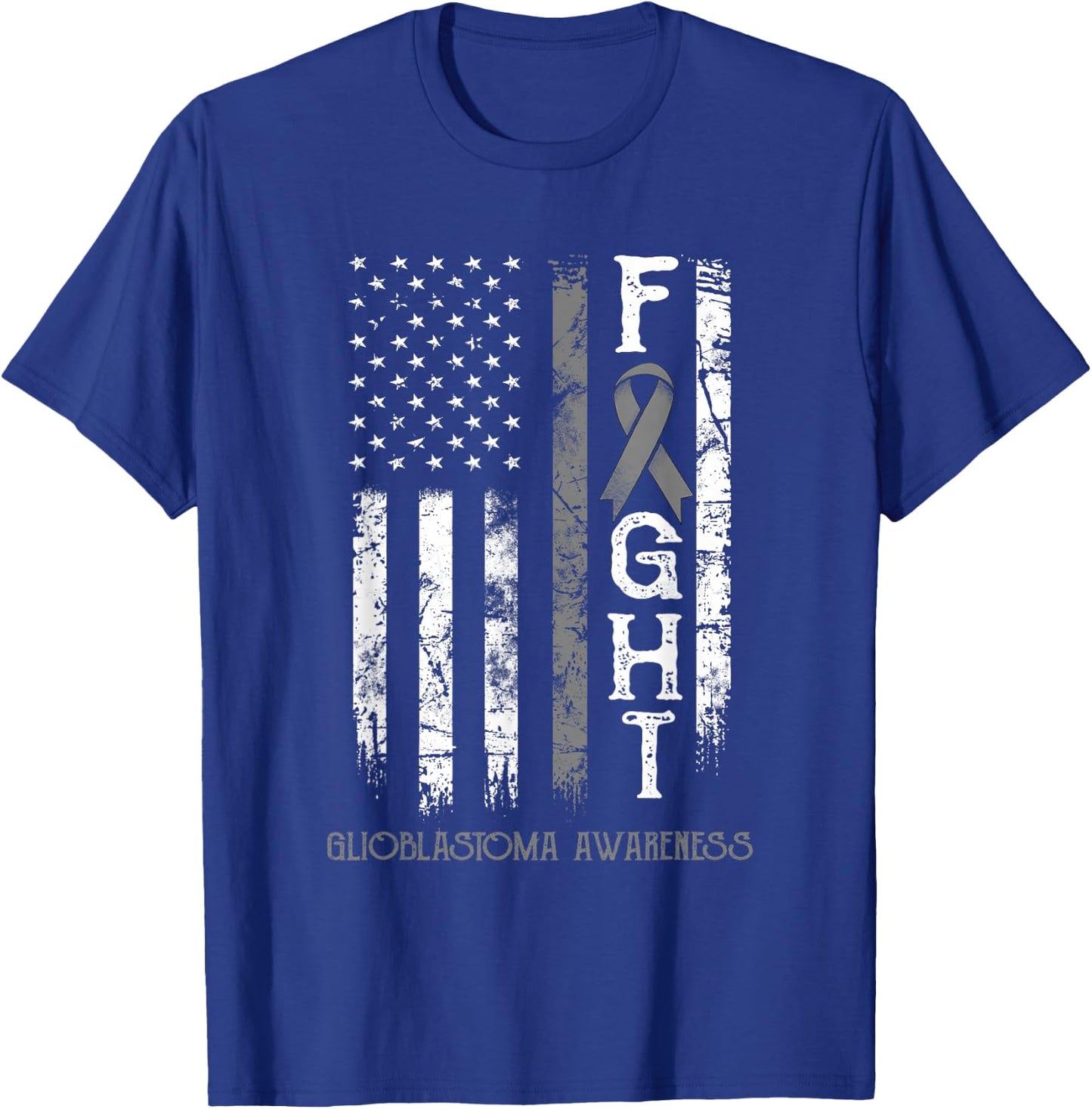 Glioblastoma Warrior US Flag T-Shirt - T-Shirt | Royal