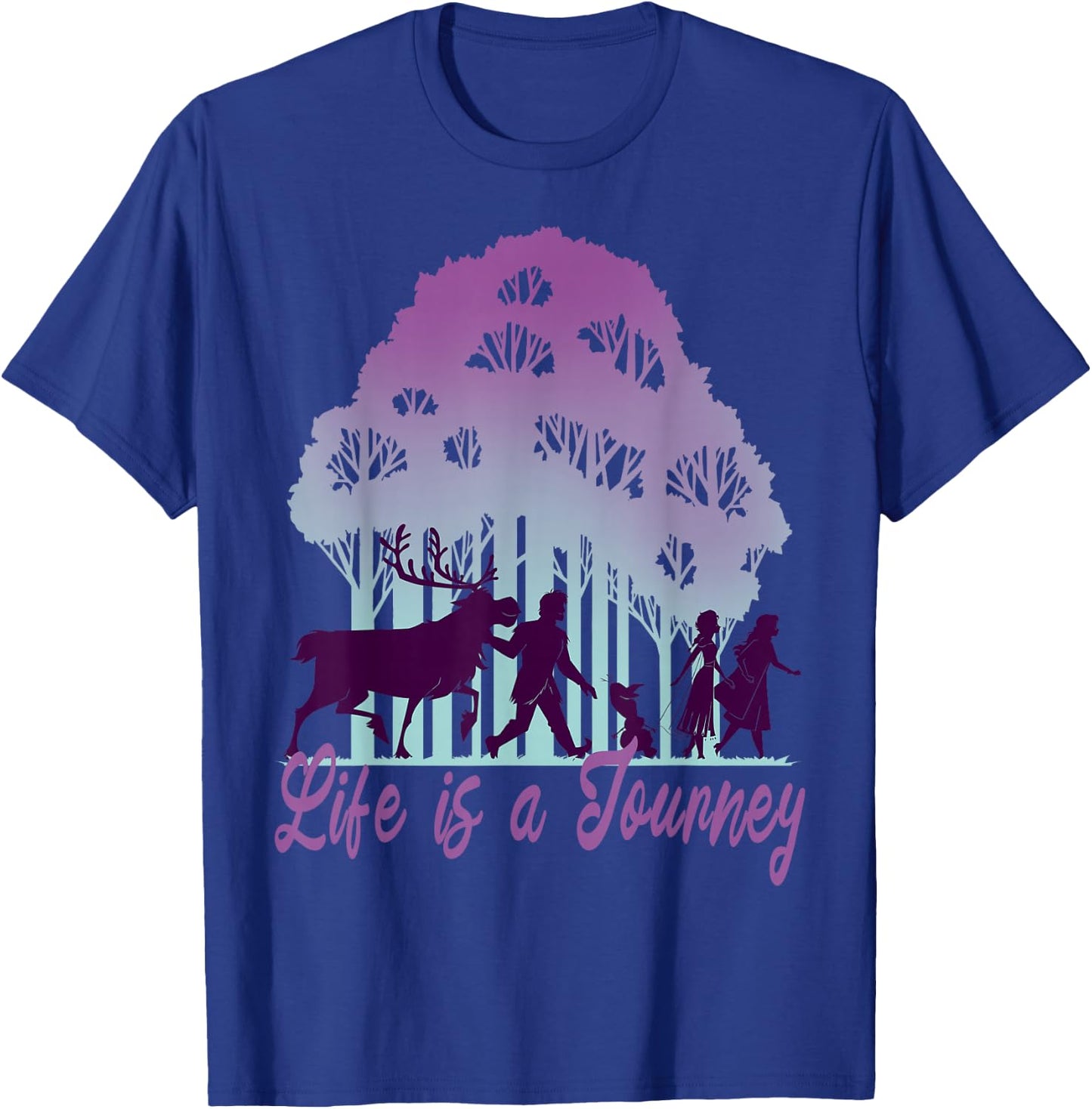 Disney Frozen 2 Life Is A Journey Forest Silhouette Text T-Shirt - T-Shirt | Royal