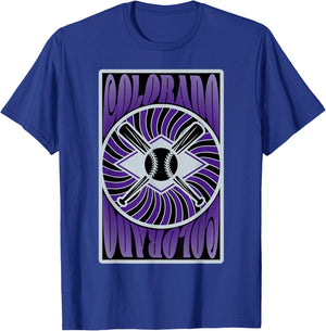 Colorado Baseball Hippie Graphic Design T-Shirt - T-Shirt | Royal