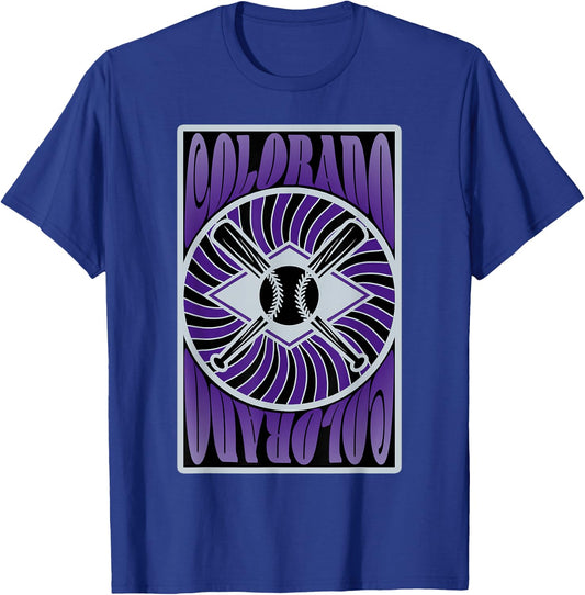 Colorado Baseball Hippie Graphic Design T-Shirt - T-Shirt | Royal