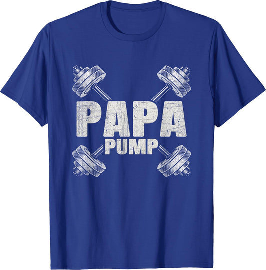 Papa Pump Funny Fathers Day Workout Dad T-Shirt - T-Shirt | Royal