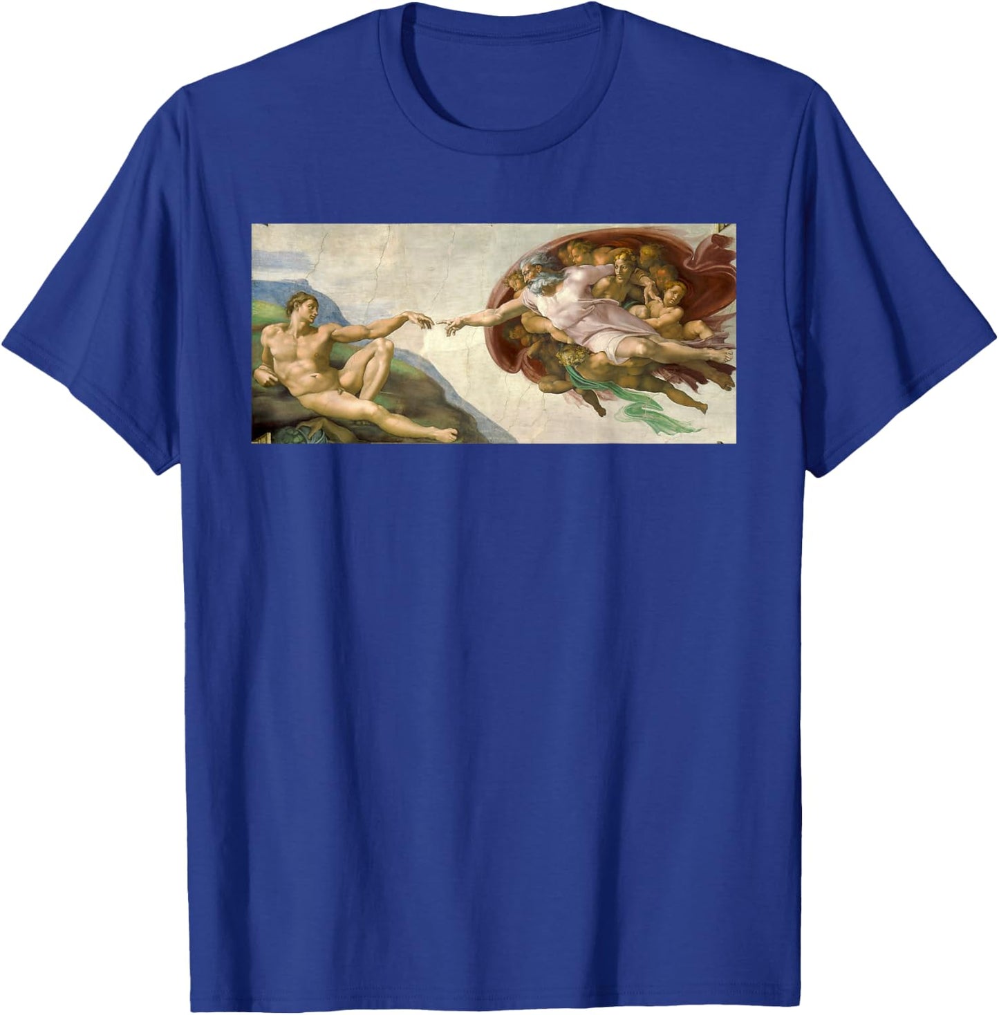 Michelangelo Creation of Adam Art Classic Painting T-Shirt - T-Shirt | Royal