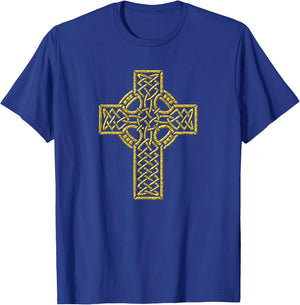 Christian Cross Vintage Golden Retro Faith Symbol T-Shirt - T-Shirt | Royal