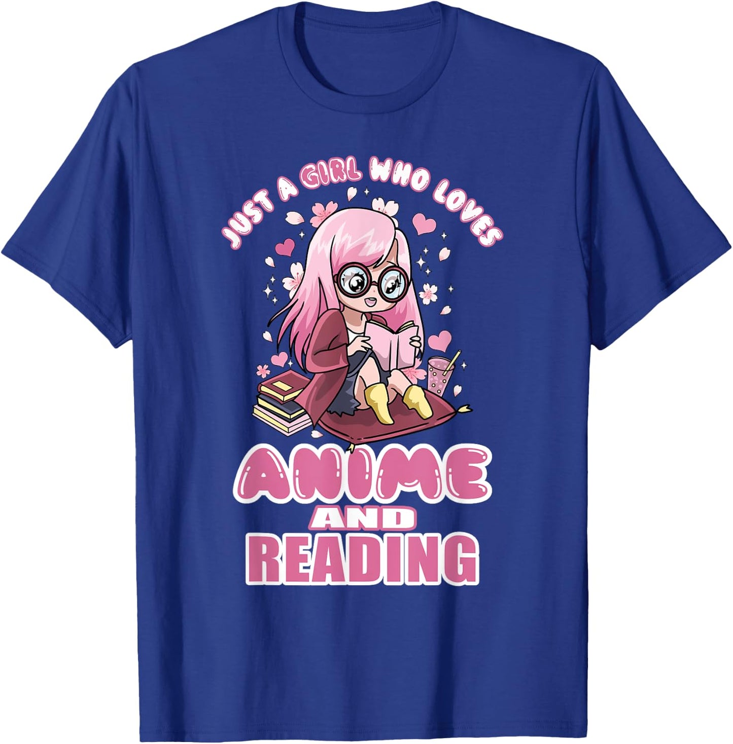 Just A Girl Who Loves Anime And Reading Books Manga Teens T-Shirt - T-Shirt | Royal