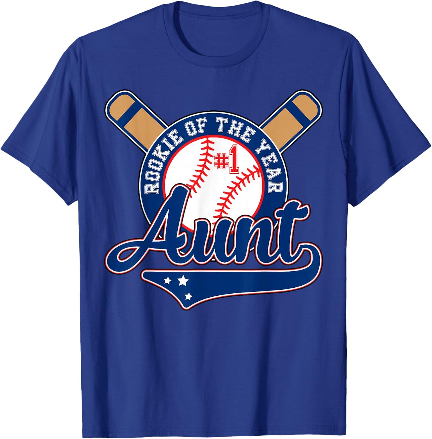 Aunt Rookie of Year 1st Birthday Baseball Theme Matching T-Shirt - T-Shirt | Royal
