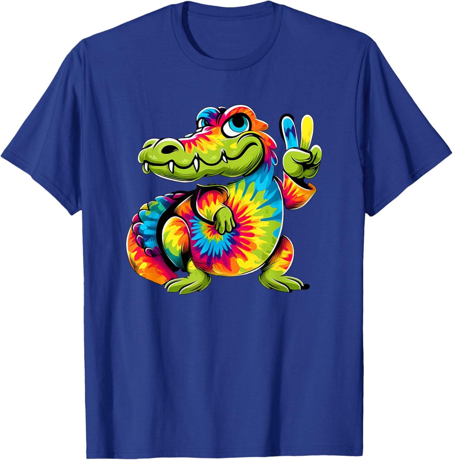 Peace Sign Tie Dye Crocodile T-Shirt - T-Shirt | Royal