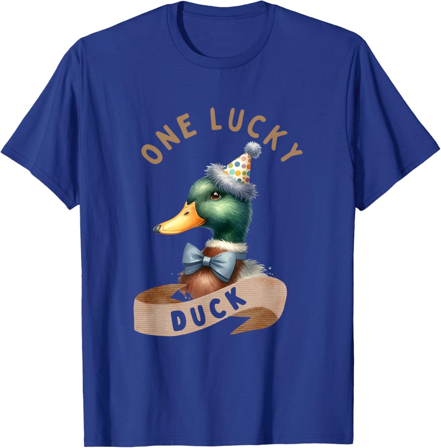 One Lucky Duck 1st Birthday 1 Years Old Poultry Mallard Duck T-Shirt - T-Shirt | Royal