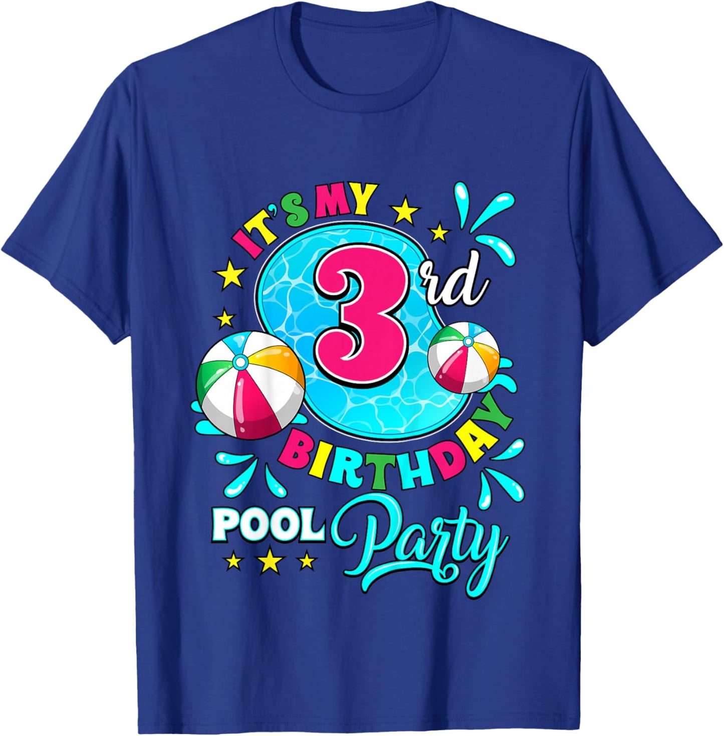 It's My 3rd Birthday Pool Party 3 Years Old T-Shirt - T-Shirt | Royal