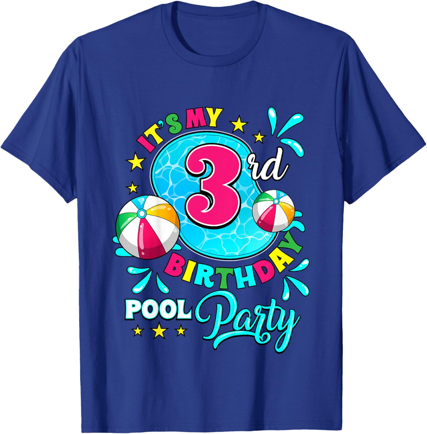It's My 3rd Birthday Pool Party 3 Years Old T-Shirt - T-Shirt | Royal