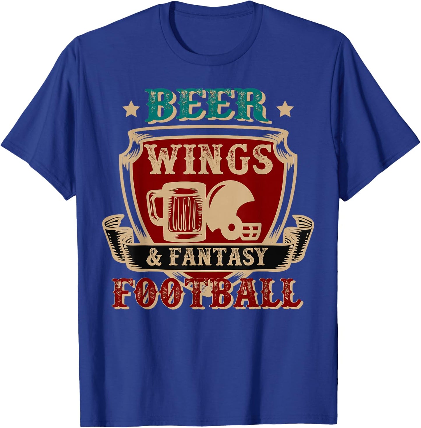 Fantasy Football Beer Wings Fantasy Football Gift Design T-Shirt - T-Shirt | Royal