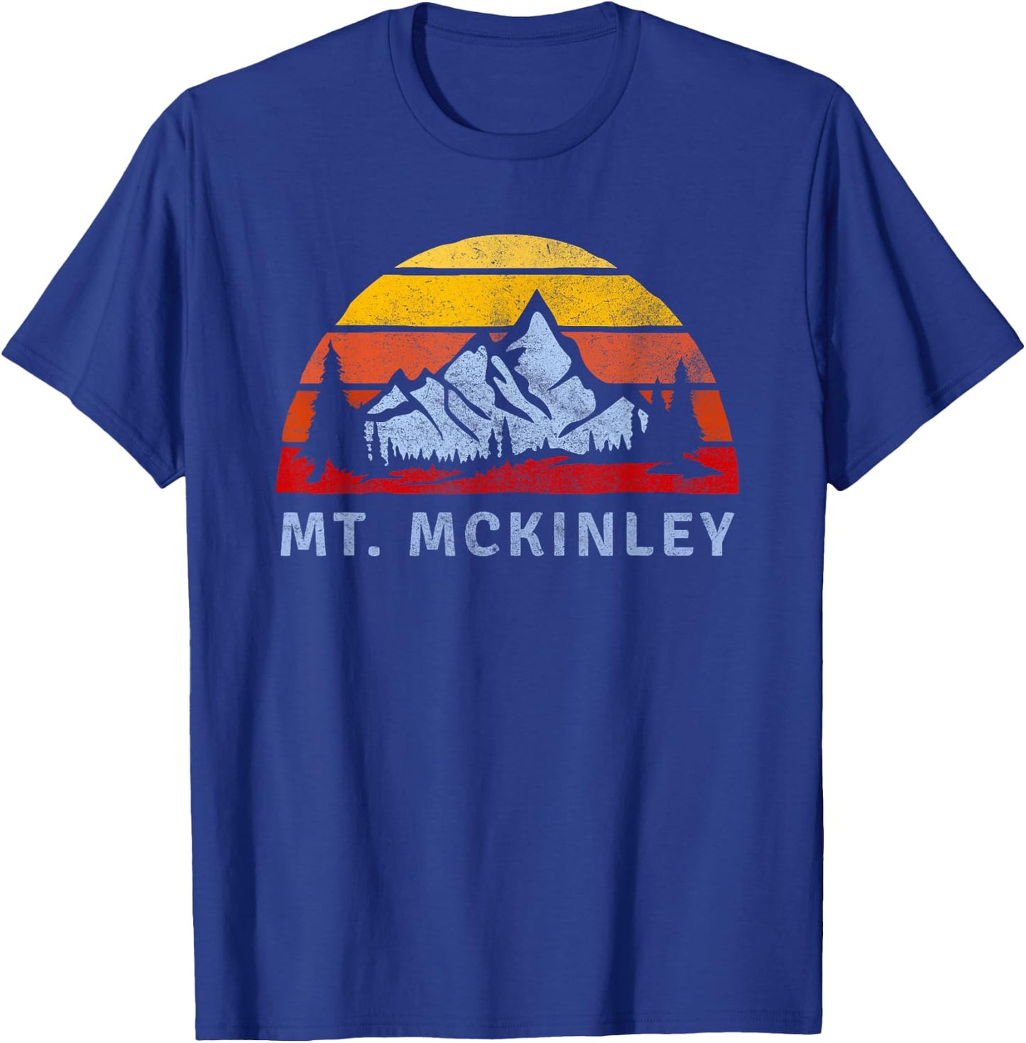 Mt. McKinley Retro Mountain Sunset design T-Shirt - T-Shirt | Royal