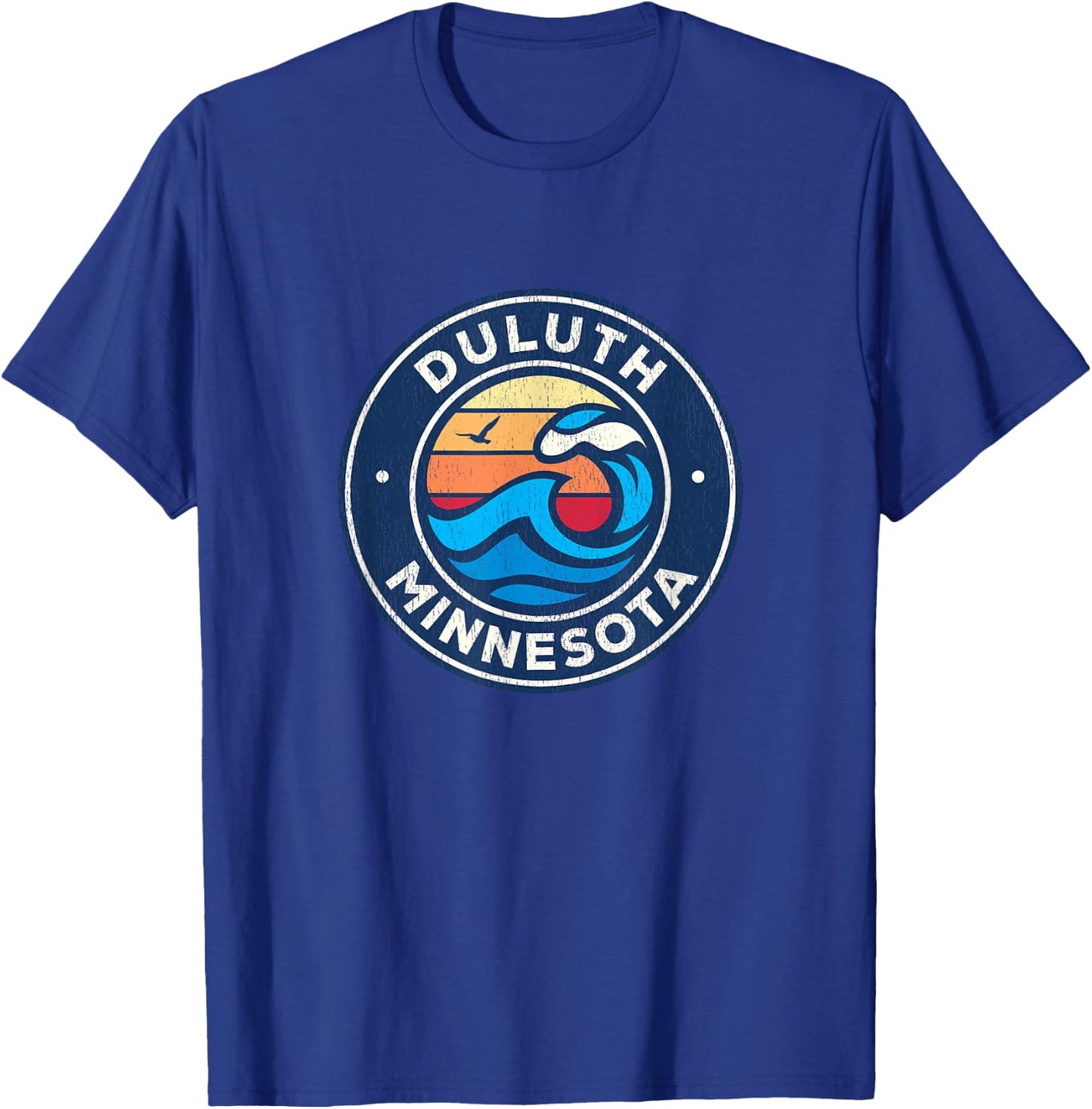 Duluth Minnesota MN Vintage Nautical Waves Design T-Shirt - T-Shirt | Royal