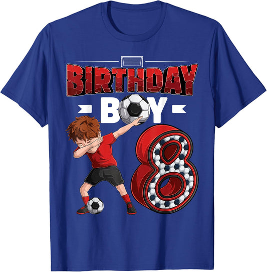 dabbing boy 8 year old Soccer Player 8th birthday party T-Shirt - T-Shirt | Royal
