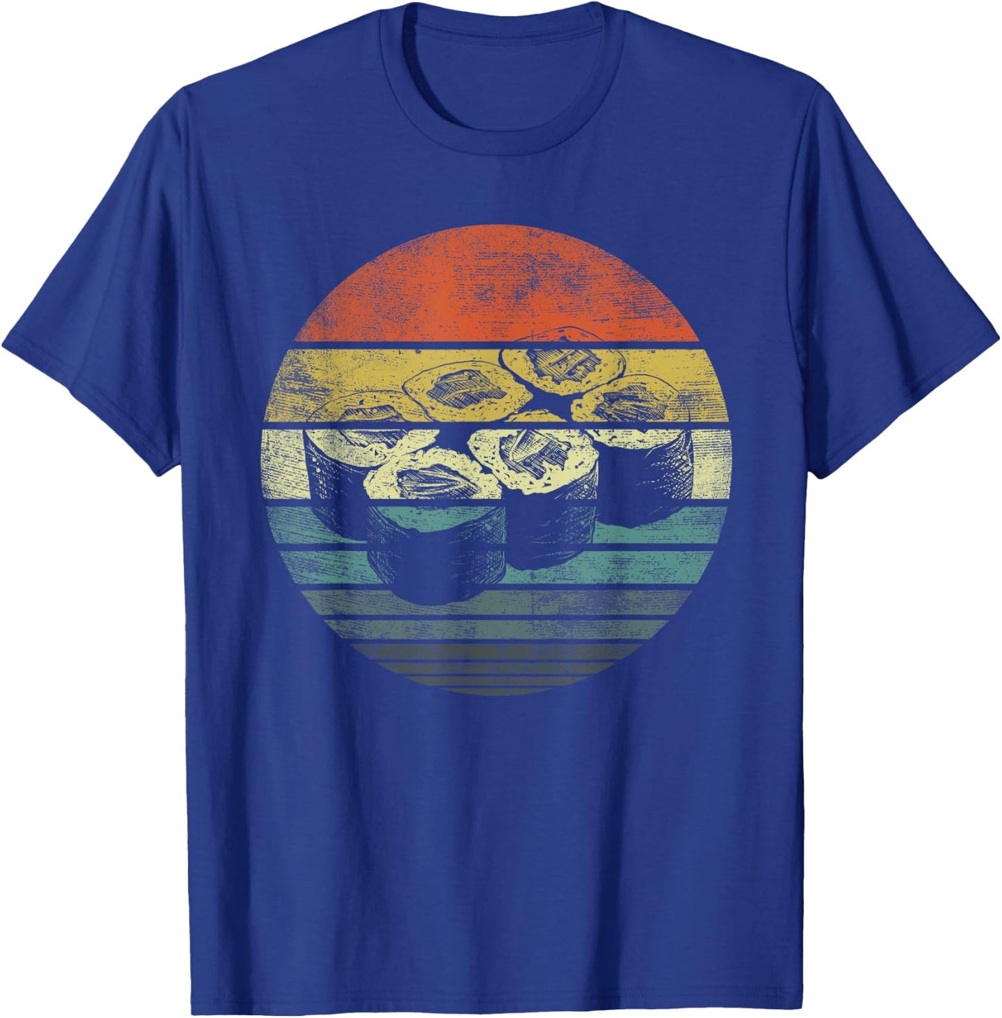 Retro Sushi Roll Sashimi Lover Funny Japanese Food Chef Gift T-Shirt - T-Shirt | Royal