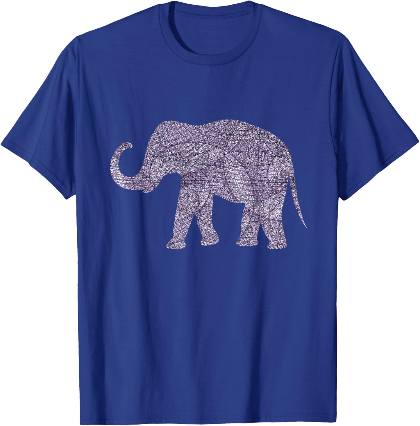Purple Elephant Geometric Trunk Up Graphic Design Apparel T-Shirt - T-Shirt | Royal