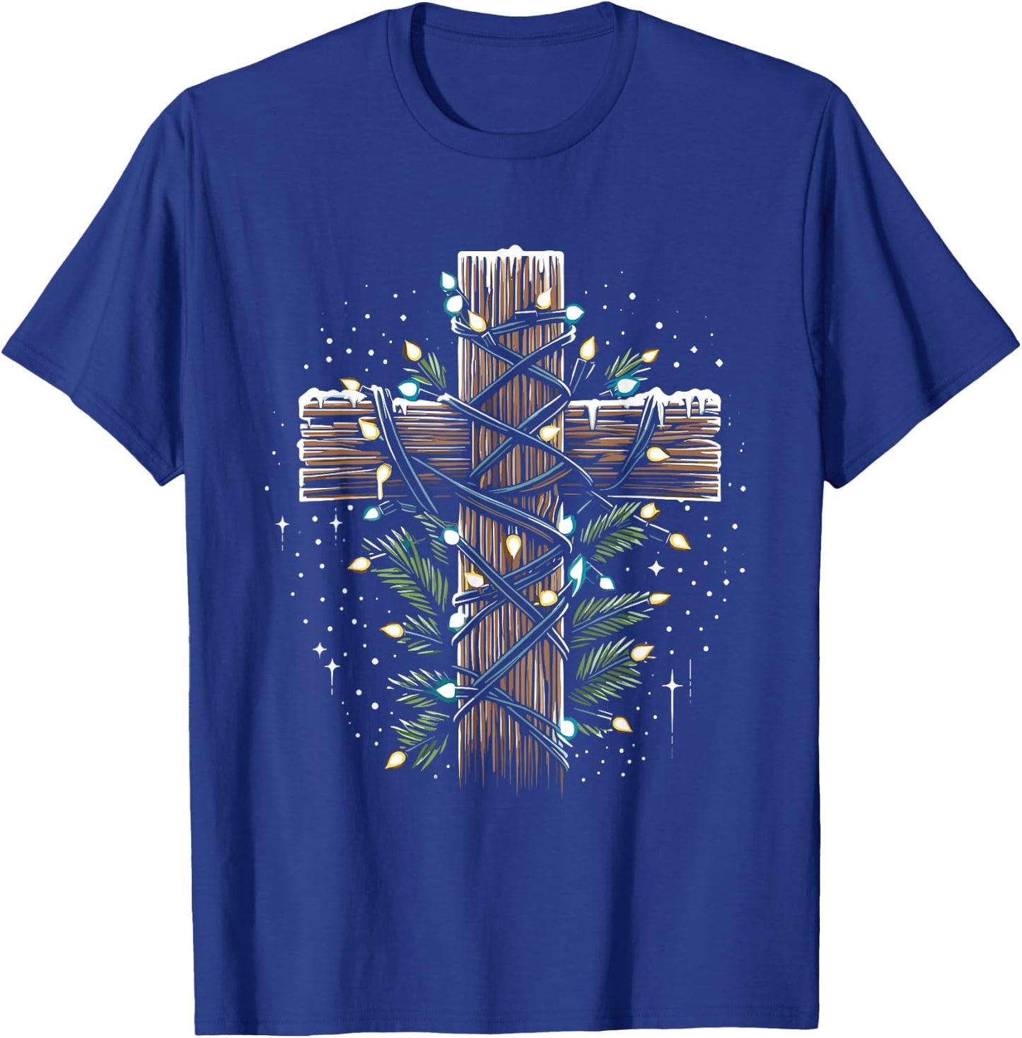 Jesus Cross Crucifix Christmas Lights - Jesus Christ Faith T-Shirt - T-Shirt | Royal