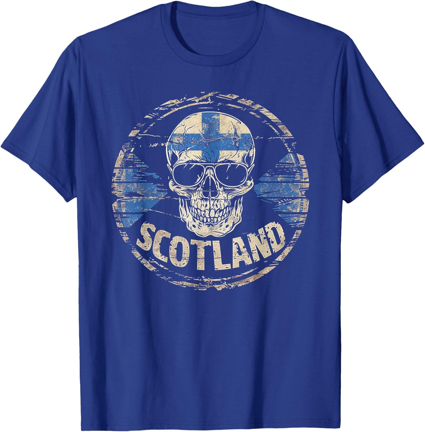 Scottish Scotland Flag Skull Skeleton Vintage Country Family T-Shirt - T-Shirt | Royal