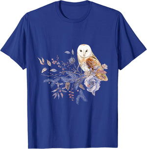 Floral Owl Bird Lover Gift Birds T-Shirt - T-Shirt | Royal