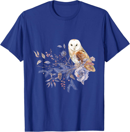 Floral Owl Bird Lover Gift Birds T-Shirt - T-Shirt | Royal