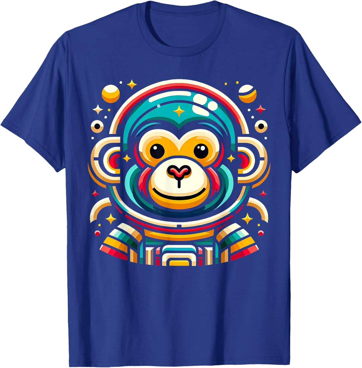 Monkey Astronaut Funny Colorful Space Animal Lover Black T-Shirt - T-Shirt | Royal
