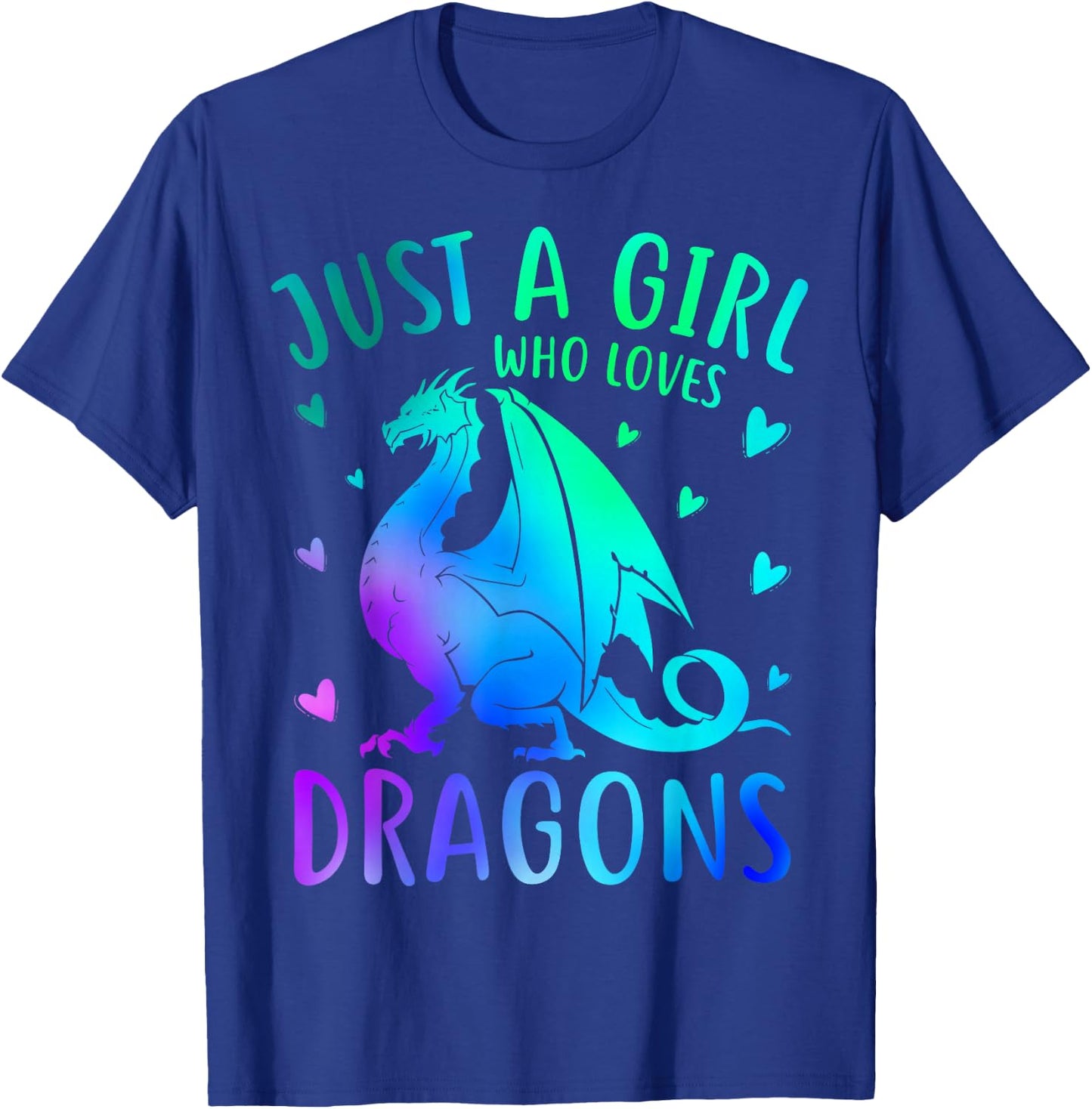 Cute Just A Girl Who Loves Dragons Women and Girls T-Shirt - T-Shirt | Royal