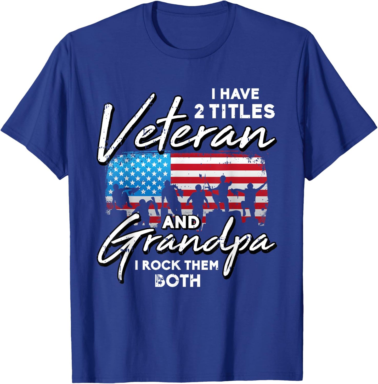 Veteran Grandpa American Flag Two Titles Grandfather Gifts Kids Men T-Shirt - T-Shirt | Royal