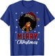 African American Afro Woman Santa Hat Merry Christmas T-Shirt - T-Shirt | Royal