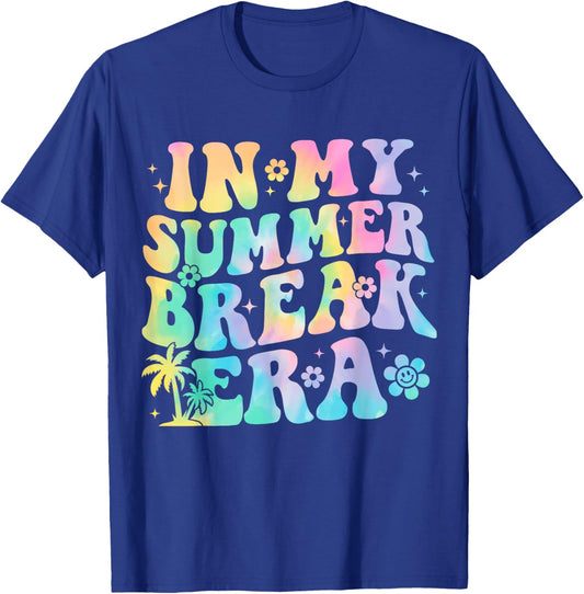 In My Summer Break Era Teacher Summer Break Vacation Groovy T-Shirt - T-Shirt | Royal