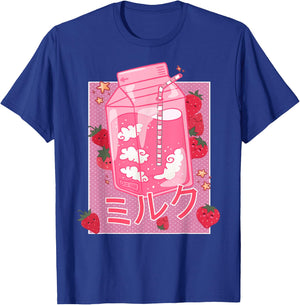 Retro 90s Strawberry Milk Shake - Funny Japanese Kawaii Milk T-Shirt - T-Shirt | Royal
