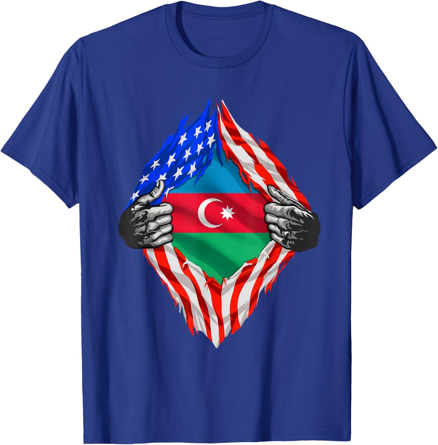 Azerbaijan Shirt USA Azerbaijan Flag Azerbaijani Roots T-Shirt - T-Shirt | Royal