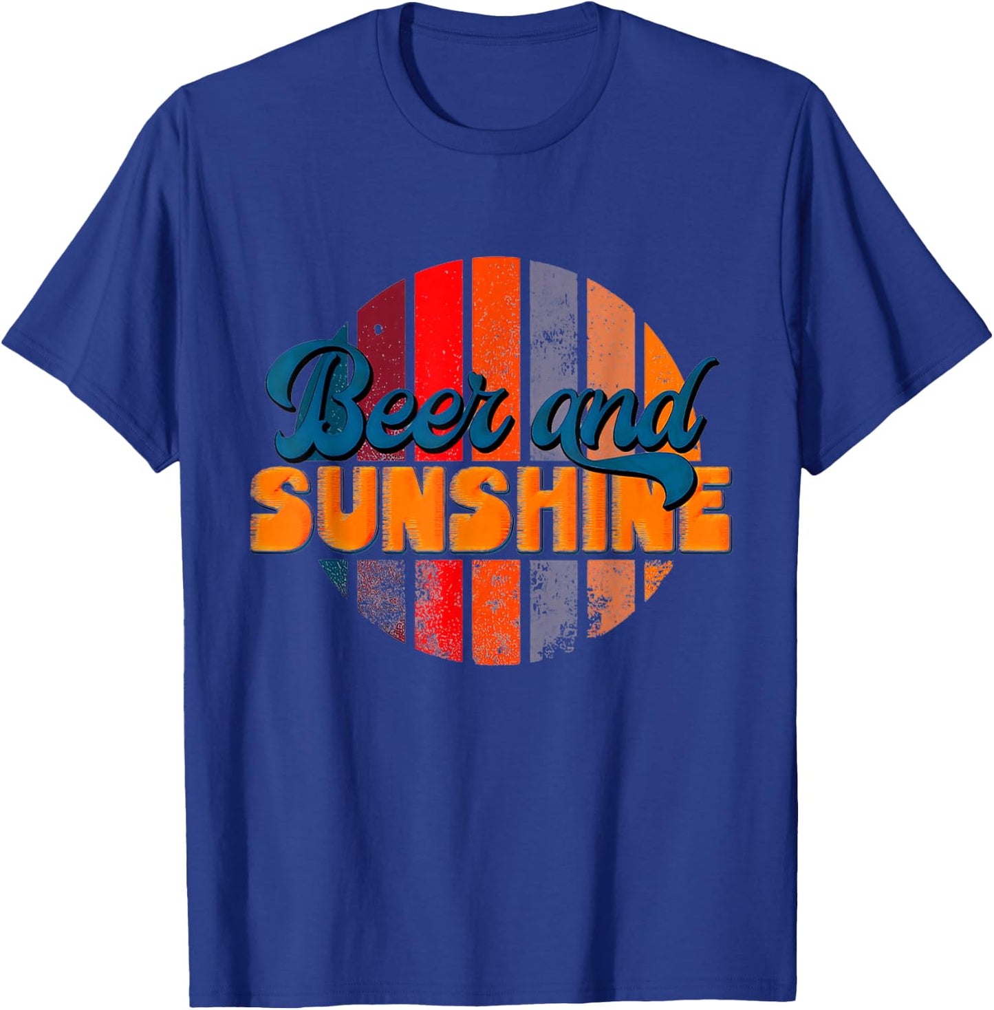 Funny Summer Vacation Beers and Sunshine Retro Beach T-Shirt - T-Shirt | Royal