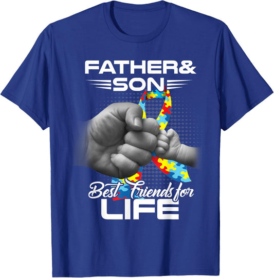 Autism Dad Father & Son Best Friends for Life Matching gift T-Shirt - T-Shirt | Royal