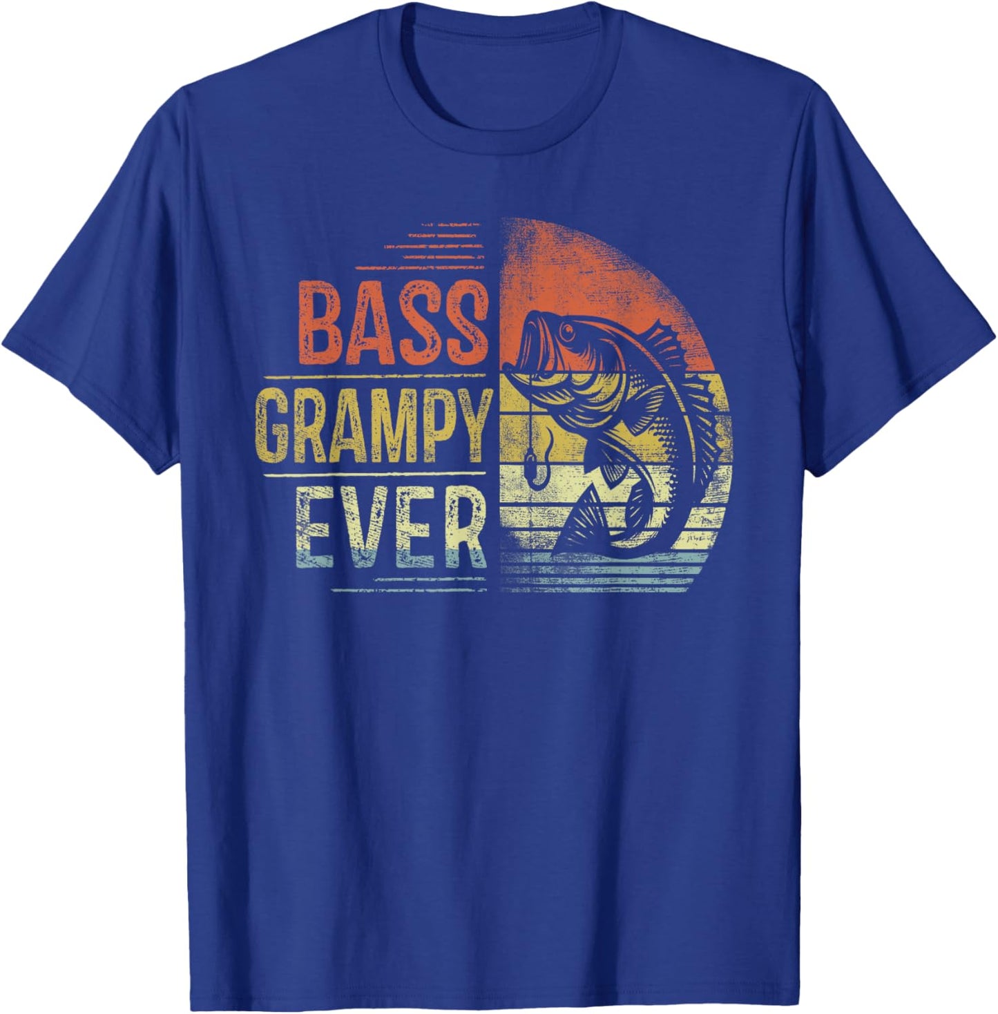 Bass Grampy Ever Fishing Gifts Grampy Birthday Vintage T-Shirt - T-Shirt | Royal