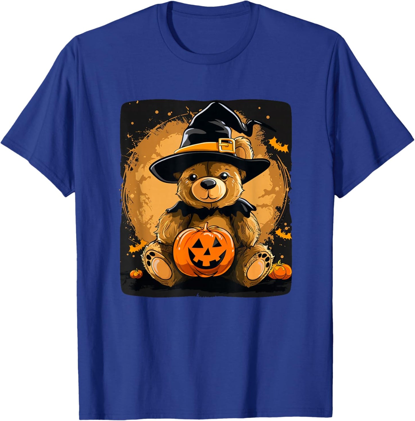 Halloween Pumpkin with Funny Teddy Bear for Adults and Kids T-Shirt - T-Shirt | Royal
