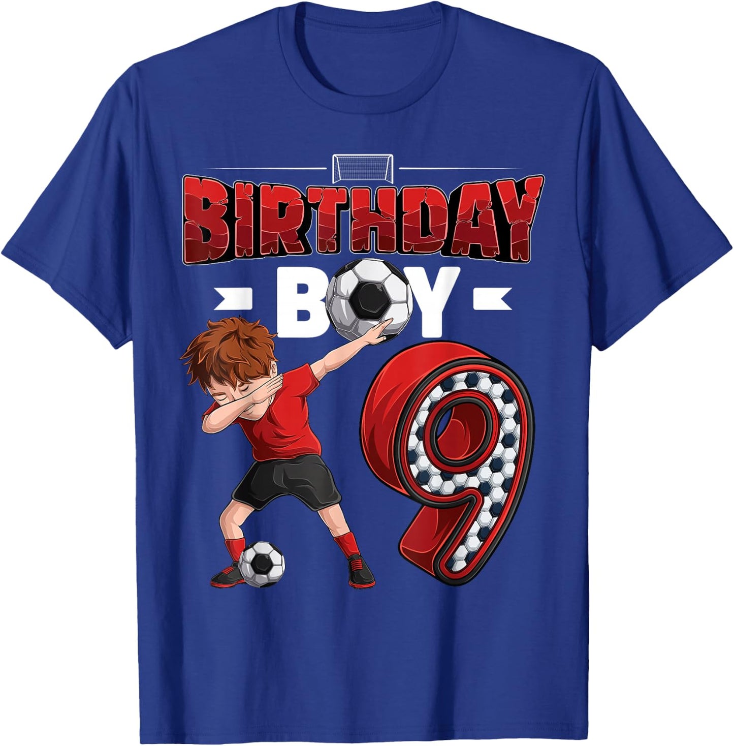 Dabbing boy 9 Year Old Soccer Player 9th Birthday Party T-Shirt - T-Shirt | Royal