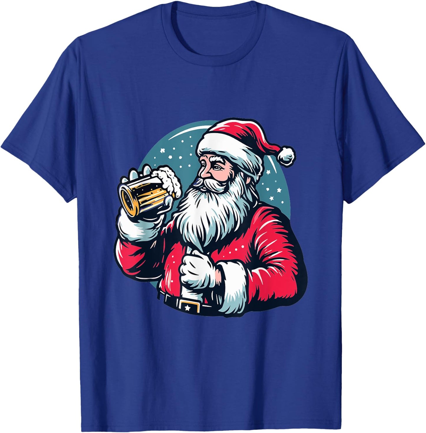 Funny Christmas Santa Claus Drinking Beer Men Women Xmas T-Shirt - T-Shirt | Royal