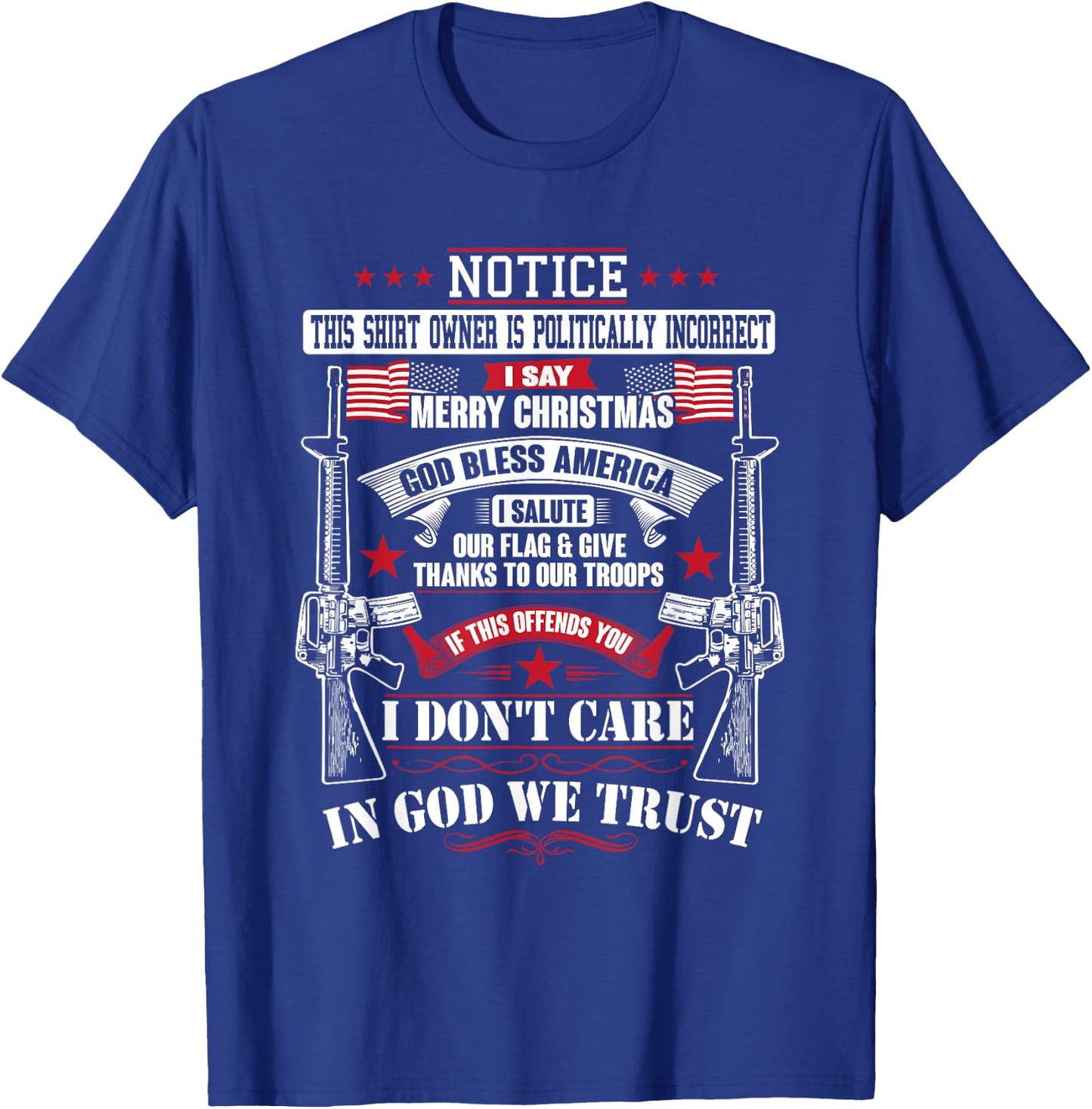 American Conservative God Bless America Country T-Shirt - T-Shirt | Royal